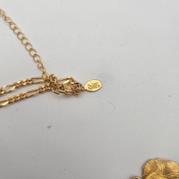 Joan Rivers Pansy Flower Gold Tone Enamel Charm Necklace Link Bracelet Set - Picture 6 of 6
